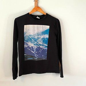 Free State Long Sleeve Thick Cotton Black T-Shirt Size Small